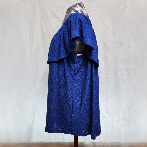 Blue Ruffled Lacy Blouse - Picture 3 of 10